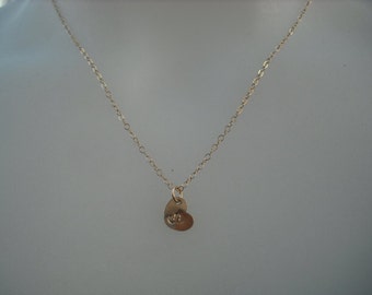 Personalized, Hand stamped initial heart necklace - 14K gold filled