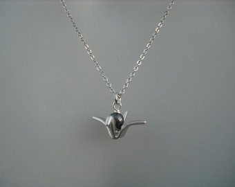 Sterling Silver Chain - origami paper crane necklace