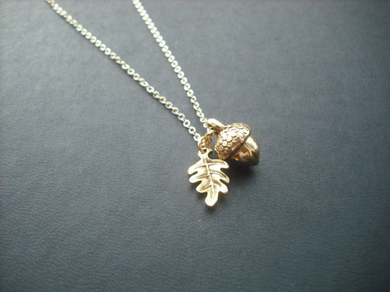 14k Gold Filled chain a little acorn necklace image 0