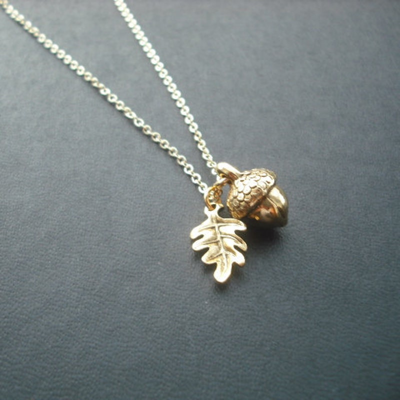 Gold Acorn Necklace Etsy