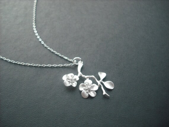 Sterling Silver Chain - Cherry Blossom Branch Necklace - Etsy