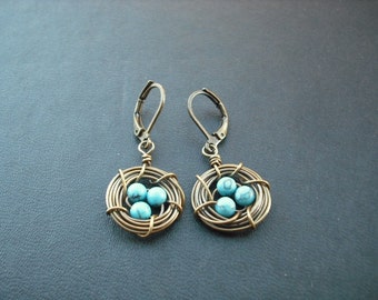 nest earring - antique brass