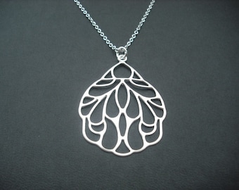 Sterling Silver chain - Art Nouveau Style Wing Pendant Necklace