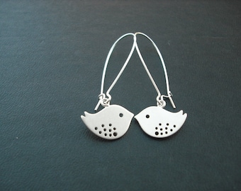 love birds earrings - matte white gold plated and kidney earwire