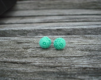 mint green mum post earring