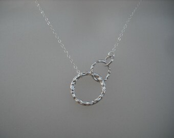 Sterling Silver Chain - three ring pendant necklace