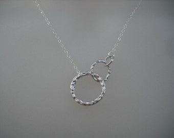 Sterling Silver Chain - three ring pendant necklace