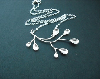 Sterling Silver Chain - large sterling silver plated unique branch necklace