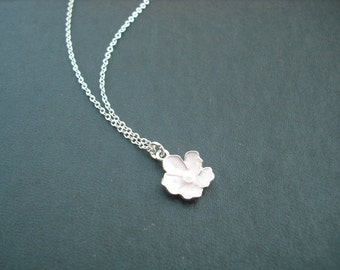 Sterling Silver Chain - light pink flower necklace