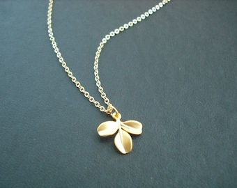 14k Gold Filled chain - tiny leaf post necklace