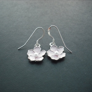light pink flower earrings - sterling silver ear wires