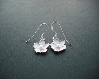 light pink flower earrings - sterling silver ear wires