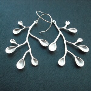 sterling silver plated unique branch earrings - sterling silver ear wires