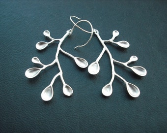 sterling silver plated unique branch earrings - sterling silver ear wires