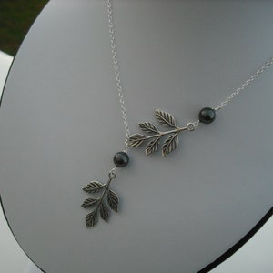 Sterling Silver Chain branch and pearl necklace image 2