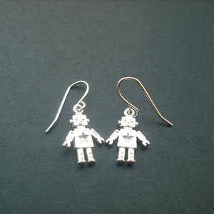 Matte Adorable Robot Charm Earrings