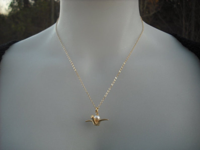 14k Gold Filled Chain Origami Paper Crane Necklace Etsy