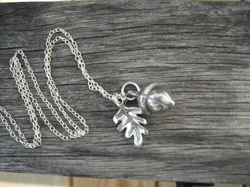 Sterling Silver Chain a little acorn necklace image 3