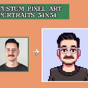 Custom Pixel Art Portrait: 8-Bit Style Avatar (Digital Download)