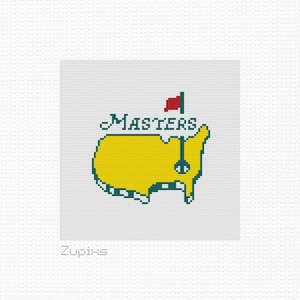 Gráfico de bordado de golfe Masters – Tela de malha 18 de 5" x 5" – PDF de ponto cruz para torneios de golfe – Download digital