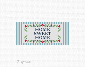 Home Sweet Home Needlepoint Chart: Floral Border (Digital Download)