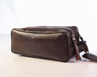 Borsa da toilette in pelle Bonn: durevolezza e stile cuciti a mano