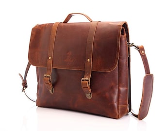 Borsa per laptop in pelle Brisbane: realizzata a mano per un'eleganza professionale e praticità