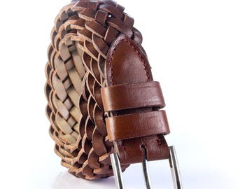 Cintura in pelle intrecciata Eton: lusso artigianale con stile distintivo