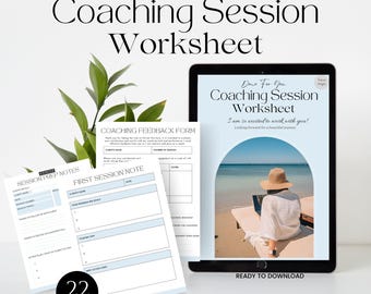 Coaching Session Worksheets |Coaching Toolkit |Coaching Worksheet Templates | Client Session Editable Canva Templates for Coaches