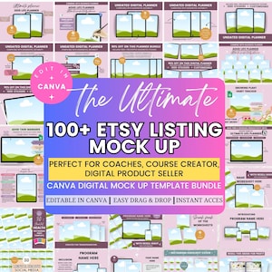 100+ Etsy Listing Mockup Canva Editable Templates Bundle, Etsy Mockup Planners Journal, Drag and Drop Mockups, Digital Product Mockup