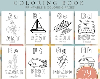 Preschool ABC Coloring Book, Printable ABC Letter, Preschool Activity, Alphabet Coloring:ABC Printable for Kids, Kindergarten, Homeschool