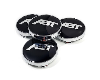 4x ABT Wheel Center Hub Caps Ø60/56 mm Logo Black GR
