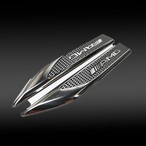 2 AMG Side Wing Logo Prata 153x22 mm - Amg Logo