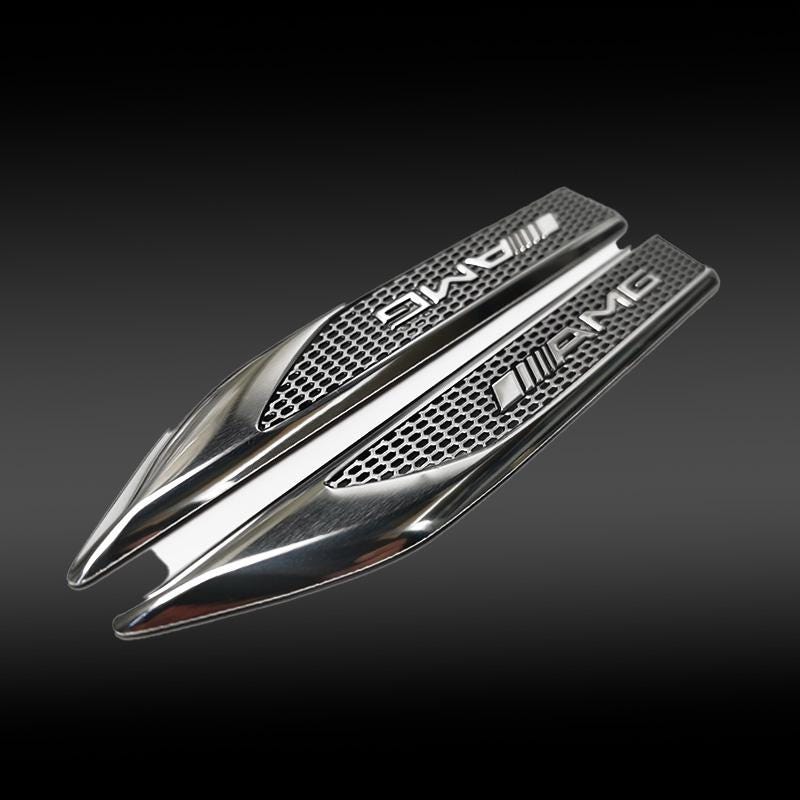2 AMG Side Wing Logo Silver 153x22 mm - Amg Logo