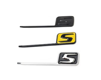 3D amg Rear S Badge Logo – Black - Silver or Yellow – 98 x 23 mm