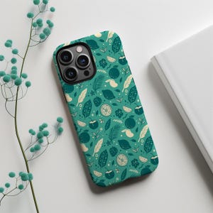 Tropical Fruit Phone Case, Green Botanical Summer Design, Fun Citrus Pattern | For iPhone, Samsung and Google Pixel