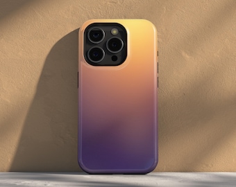 Funda para teléfono con degradado de atardecer, suave degradado de dorado a violeta