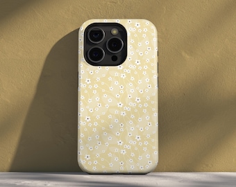 Yellow Floral iPhone Case, Minimal Botanical Pattern