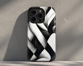 Funda para teléfono Monolith Abstract, diseño de arte moderno en blanco y negro, funda con patrón geométrico minimalista