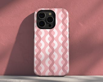 Retro 70s Pink Wavy Stripe Phone Case | For iPhone, Samsung and Google Pixel