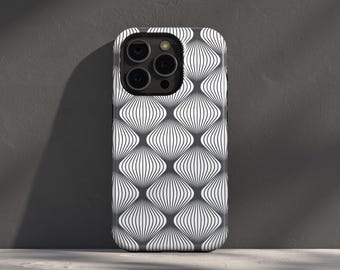 Coque de portable Op Art, illusion d'optique hypnotique, design géométrique minimaliste