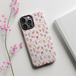 Sweet Ice Cream Phone Case, Cute Dessert Pattern with Cones, Popsicles & Cherries Phone Cover for iPhone 16 15 14 13 12