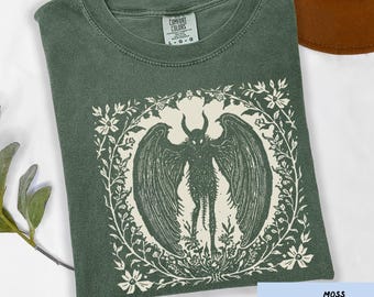 Mothman T-shirt, Folkart Cryptmas Tee, Cryptid Christmas Gift, Cryptid fan shirt, Spooky Christmas, Creepmas Shirt, Cryptid Gift