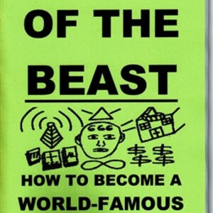 Puede incluir: Una cubierta de libro verde con el título "PARADIGM OF THE BEAST" en texto negro. Debajo del título hay una ilustración en blanco y negro de una cara con tres ojos y un triángulo sobre la cabeza. El texto "HOW TO BECOME A WORLD-FAMOUS OCCULT FIGURE" está debajo de la ilustración. El nombre del autor, "S. ROB", está en la parte inferior de la cubierta.