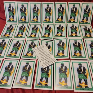 Huge lot of Ogun orisha prayer cards 25 card!!! 7 African Powers