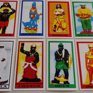 7 African Powers Orisha bidprentjes - complete set van alle 7 + zeldzame 8e "Oshun Varient" kaart + gratis schip!!!!!!!