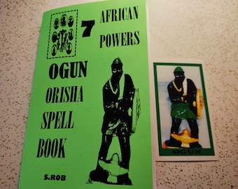 Ogun orisha spell book with special prayer card 80 pg staple bound book 7 african powers