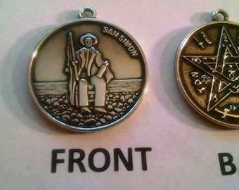 SAN SIMON rund PENDANT mit Tetragrammaton auf dem Rücken + freie Schnur