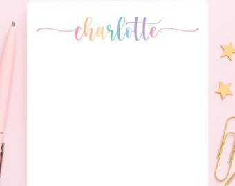 Personalized Rainbow Colorful Notepad with dots • Custom Name Notepad•Teacher Gift•Cute Stationery Pad•Lined or Unlined Notepads