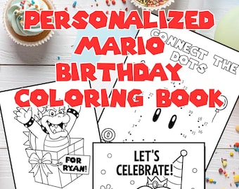 Mario Party Activity & Coloring Kit – Personalized with Name and Age|15-Page Instant Download|Birthday Table Entertainment Party Favor